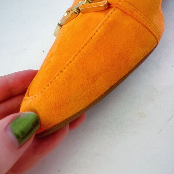 Talbots Francesca Link Suede Driving Flats Orange Pointed Toe Size 8.5 - Picture 6 of 7